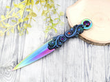 Wiccan Athame - Swirls Rainbow Blade Crystal Ritual Dagger