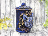 Cat Bast Blue Apothecary Jar - Handcrafted Pagan Witchy Decor Bottle