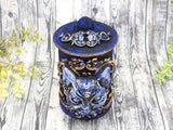 Cat Bast Blue Apothecary Jar - Handcrafted Pagan Witchy Decor Bottle