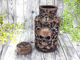 Copper Skull Apothecary Jar - Handcrafted Pagan Witchy Decor Potion Bottle