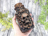 Copper Skull Apothecary Jar - Handcrafted Pagan Witchy Decor Potion Bottle