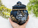 Wolf Head Apothecary Jar - Handcrafted Pagan Witchy Decor Bottle