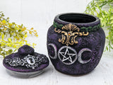 Triple Moon Pentacle Apothecary Jar - Handcrafted Pagan Witchy Decor Bottle