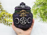 Triple Moon Pentacle Apothecary Jar - Handcrafted Pagan Witchy Decor Bottle