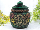 Green Woman Greenman Apothecary Jar - Handcrafted Pagan Witchy Decor Bottle
