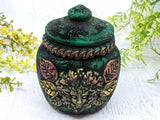Green Woman Greenman Apothecary Jar - Handcrafted Pagan Witchy Decor Bottle