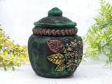 Green Woman Greenman Apothecary Jar - Handcrafted Pagan Witchy Decor Bottle