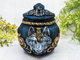 Wolf Head Apothecary Jar - Handcrafted Pagan Witchy Decor Bottle