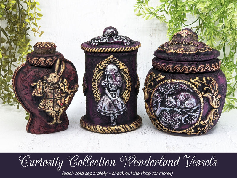 Alice's Adventures In Wonderland Apothecary Jar - Handcrafted Pagan Witchy Decor Bottle