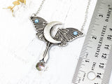 Moon Moth Crystal Necklace - Witchy Jewelry