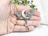 Moon Moth Crystal Necklace - Witchy Jewelry