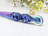Wiccan Athame - Purple Leaves Rainbow Blade Crystal Ritual Dagger