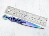 Wiccan Athame - Purple Leaves Rainbow Blade Crystal Ritual Dagger