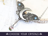 Moon Moth Crystal Necklace - Witchy Jewelry