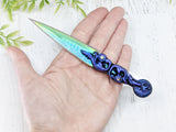 Wiccan Athame - Purple Leaves Rainbow Blade Crystal Ritual Dagger