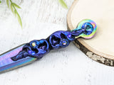 Wiccan Athame - Purple Leaves Rainbow Blade Crystal Ritual Dagger