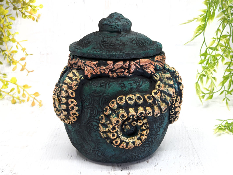 Tentacle Cthulhu Apothecary Jar - Handcrafted Pagan Witchy Decor Bottle