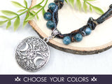 Triple Moon Pentacle Beaded Necklace