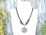 Triple Moon Pentacle Beaded Necklace