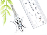 Triple Moon Goddess Crystal Necklace