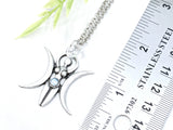 Triple Moon Goddess Crystal Necklace