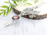 Serpentine Prism Skeleton Key Necklace