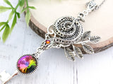 Serpentine Prism Skeleton Key Necklace