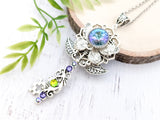 Fluttering Oasis Skeleton Key Necklace