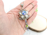Fluttering Oasis Skeleton Key Necklace