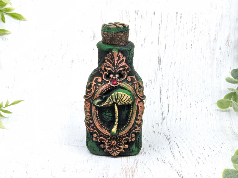 Mini Mushroom Apothecary Jar - Handcrafted Pagan Witchy Decor Potion Bottle