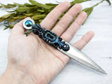 Wiccan Athame - Keyhole Silver Blade Crystal Ritual Dagger