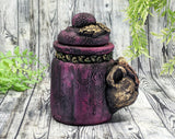 Cat Bast Magenta Apothecary Jar - Handcrafted Pagan Witchy Decor Bottle