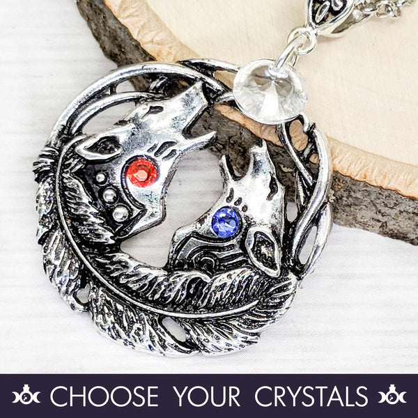 Wolf Pair Couples Crystal Necklace Witchy Jewelry Lori s Laboratory