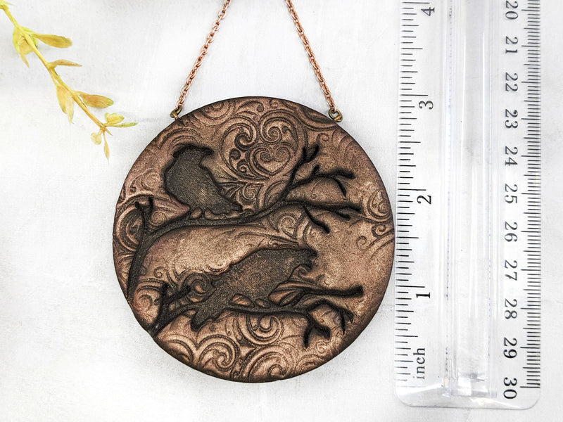 Raven Crow Yule Christmas Tree Ornament - Copper - Witchy Decor