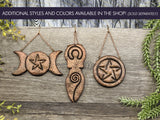 Triple Moon Pentacle Yule Christmas Tree Ornament - Copper - Witchy Decor