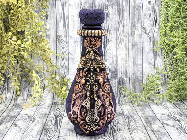 Moon Moth Apothecary Jar - Handcrafted Pagan Witchy Decor Bottle
