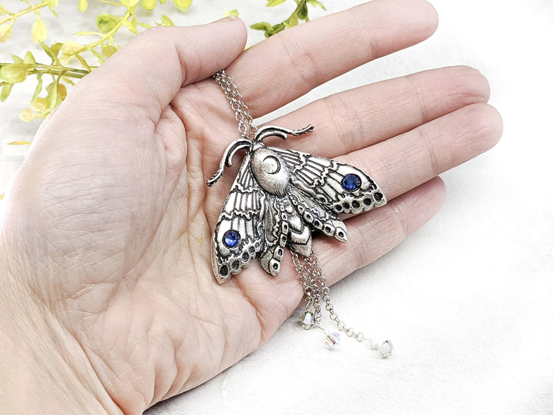 Luna Moth Necklace| Large Silver Moth Necklace | Cute Luna Butterfly N –  Enchanted Leaves