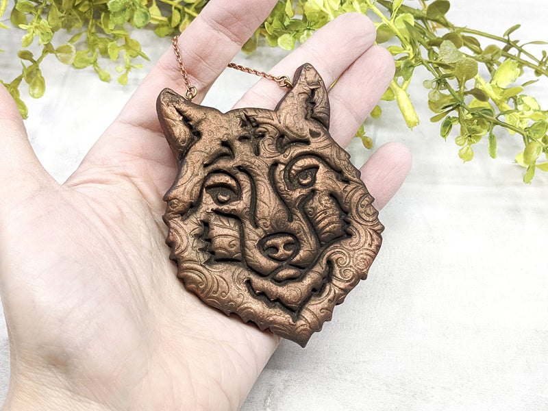 Wolf Totem Yule Christmas Tree Ornament - Copper - Witchy Decor