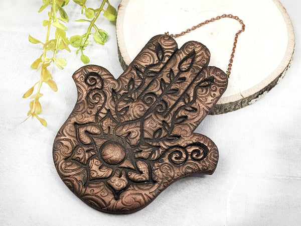 Hamsa Hand Christmas Yule Tree Ornament - Copper - Witchy Decor