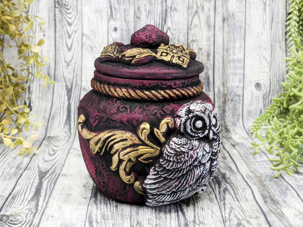 Owl Apothecary Jar - Handcrafted Pagan Witchy Decor Bottle