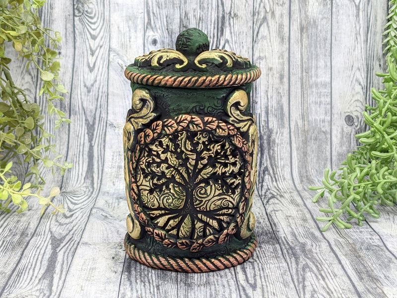 World Tree Of Life Apothecary Jar - Handcrafted Pagan Witchy Decor Bottle