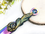 Wiccan Athame - Woodland Fern Rainbow Blade Crystal Ritual Dagger