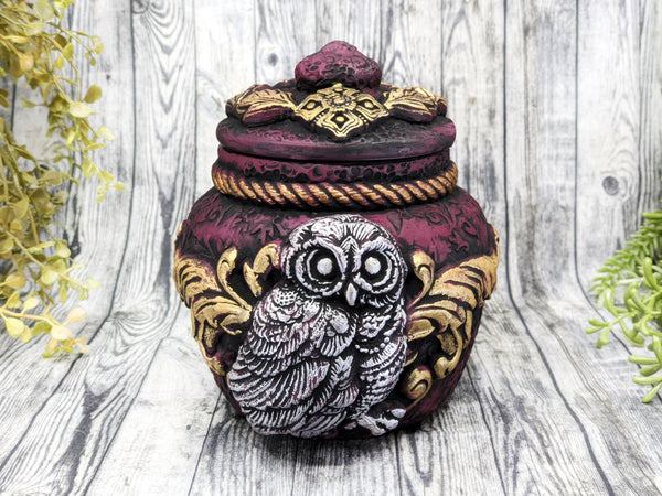 Owl Apothecary Jar - Handcrafted Pagan Witchy Decor Bottle
