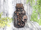 Copper Skull Apothecary Jar - Handcrafted Pagan Witchy Decor Potion Bottle