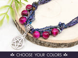Pentacle Pagan Pentagram Wiccan Beaded Necklace - Witchy Jewelry - Custom Colors
