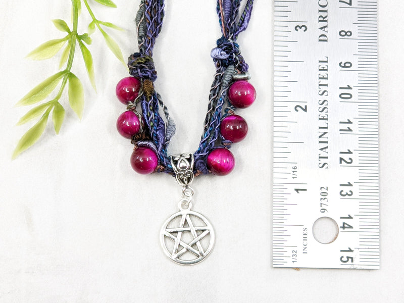 Pentacle Pagan Pentagram Wiccan Beaded Necklace - Witchy Jewelry - Custom Colors