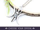 Triple Moon Goddess Crystal Necklace - Witchy Jewelry