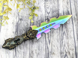 Wiccan Athame - Keyhole Rainbow Blade Crystal Ritual Dagger