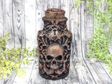 Copper Skull Apothecary Jar - Handcrafted Pagan Witchy Decor Potion Bottle