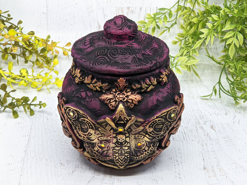 Deathshead Moth Apothecary Jar - Handcrafted Pagan Witchy Decor Potion Bottle